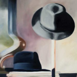 Deux chapeaux, 2011, huile sur toile, 77 x 97 cm.